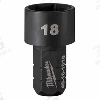 MILWAUKEE Impact Socket: SAE/Metric, 18 mm Socket Size, 6-Point, Short, 1 41/64 in Overall Lg (MPN 49-16-1618). Key specifications — attr1215501: MILWAUKEE; attr1215515: Black Oxide; attr1215518: 18 mm.