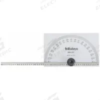 MITUTOYO Manual-Reading Protractor: 6 in Blade Lg, 0°to 180°, 1° Graduations, Steel, 6 in (MPN 968-203). Key specifications — attr1182193: Steel; attr1182195: 6 in; attr1182198: 1°; attr1182218: MITUTOYO.
