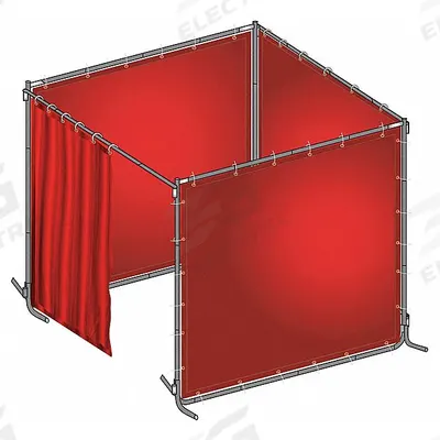 APPROVED VENDOR Welding Booth Kit: 8 ft Wd, 6 ft Ht, Red - Tinted Transparent Welding Booths