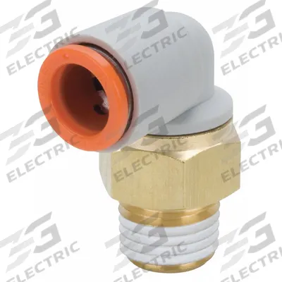 SMC Push-Fit Elbow Fitting: 3/8 in OD x 1/4 in Pipe Size, Push-to-Connect x MNPT - Polybutylene & Brass Tube Fittings