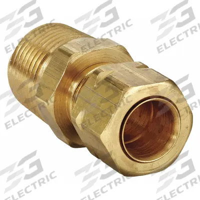 PARKER Compression Fitting Adapter: 1/4 in OD x 1/4 in Pipe Fitting Size, Compression x MNPT - Self-Aligning Brass Compression Fittings