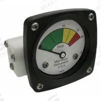 MIDWEST INSTRUMENT 3-Color Differential Pressure Indicator: 1,000 psig Max. Static Pressure, 522 (MPN 522P-020). Key specifications — Brand: MIDWEST INSTRUMENT; Accuracy: ±5% of Full Scale; Sensor Material: Buna-N; Housing Material: Acetal Plastic; Transition Points: 0 psid to 10 psid (Green) / 10 psid to 15 psid (Yellow) / 15 psid to 20 psid (Red).
