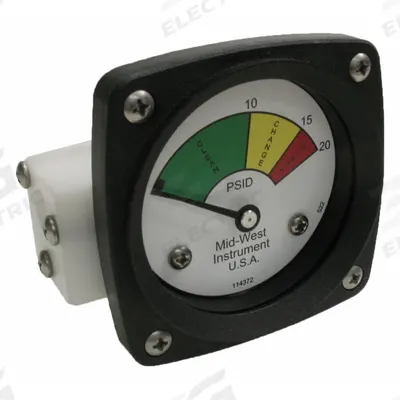 MIDWEST INSTRUMENT 3-Color Differential Pressure Indicator: 1,000 psig Max - Differential Pressure Indicators