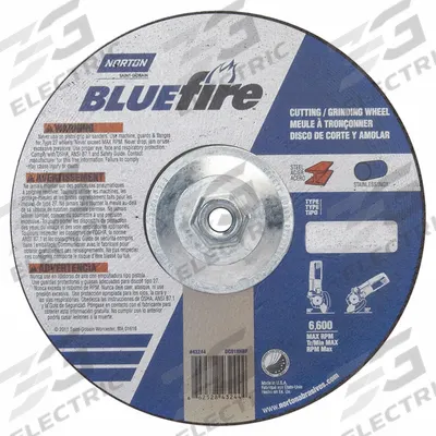 NORTON Cut-Off & Grinding Wheel: Type 27, 9" x 1/8" x 5/8"-11, Zirconia Alumina - High-Performance Combination Wheels for Carbon & Stainless Steel