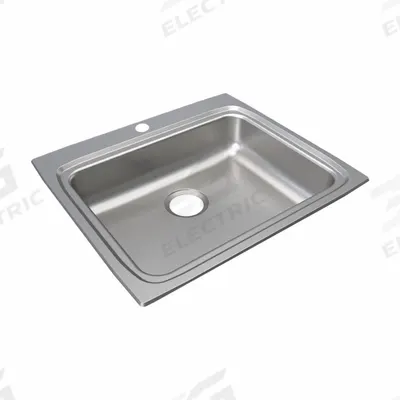 JUST MANUFACTURING Bowl Drop-In Sink: 25 in Overall Lg, 22 in Overall Wd, 6 in Bowl Dp - One-Bowl Counter-Mounted Kitchen & Bar Sinks without Faucets
