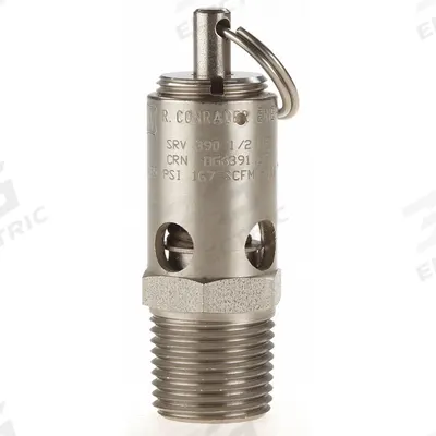 CONRADER Safety Valve: Soft Seat, 1/2 in (M)NPT Inlet (In.), 125 psi Preset Setting (PSI) - Soft Seat Pneumatic Safety Valves