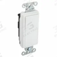 BRYANT Wall Switch: Rocker Switch, Single Pole, Maintained, White, 120/277V AC, 15 A (MPN 9801W). Key specifications — Illuminated: No; Voltage Rating: 120/277V AC.