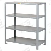 LITTLE GIANT Metal Shelving: Heavy-Duty, Standalone, 60 in x 24 in, 72 in Overall Ht, 4 Shelves (MPN 4SH-2460-72). Key specifications — Brand: LITTLE GIANT; Finish: Powder Coated; Color: Gray.