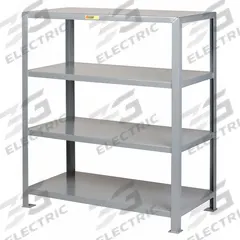 LITTLE GIANT Metal Shelving: Heavy-Duty, Standalone, 60 in x 24 in, 72 in Overall Ht, 4 Shelves (MPN 4SH-2460-72). Key specifications — Brand: LITTLE GIANT; Finish: Powder Coated; Color: Gray.
