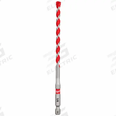 MILWAUKEE Hammer Drill Bit: 1/4 in Drill Bit Size, 4 in Max Drilling Dp - Hex-Shank Impact-Rated Concrete & Masonry Drill Bits