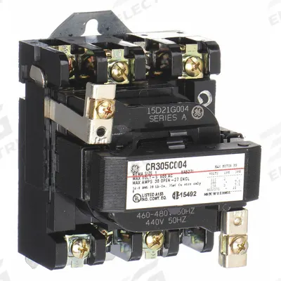 GE Magnetic Contactor: Non-Reversing, 3 Poles, NEMA Size 1, 27 A - Non-Reversing NEMA Contactors