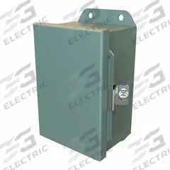HAMMOND Electrical Enclosure: Steel, 6 in x 4 in x 3 in, NEMA 12/13/3R/4, Solid Cover, Hinged (MPN HJ643HLP). Key specifications — Closure Method: Clamps; Brand: HAMMOND; Knockouts: Not Included.