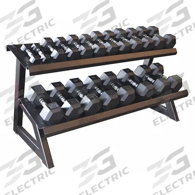 PROMAXIMA 2-Tier Dumbbell Rack: 59 in Overall Lg, 28 1/4 in Overall Wd - Weight Storage Racks