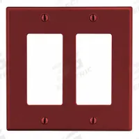 HUBBELL Wall Plate: Decorator-Rocker, 2 Gang, Red, Midsize Size (MPN PJ262R). Key specifications — Brand: HUBBELL; Material: Polycarbonate.