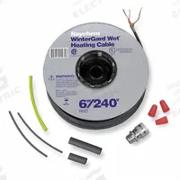 RAYCHEM Electric Heating Cable Kit: For Indoor/Outdoor, 100 ft Cable Lg, 240V AC, Hardwired (MPN 449467-000). Key specifications — NEMA Plug Configuration: Hardwired; Voltage: 240V AC; Brand: RAYCHEM; Includes: Power Connection Kit; For Use Indoor/Outdoors: Indoor/Outdoor; For Use With: H900.