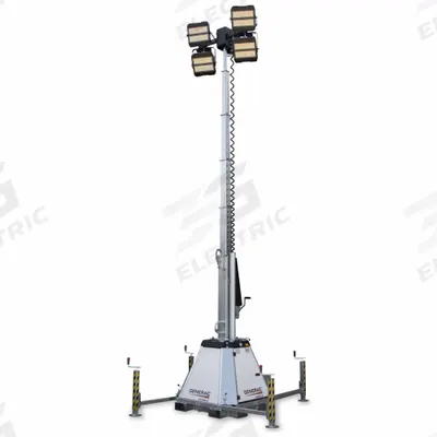 GENERAC Temporary Job Site Light: 139,200 lm Max Brightness, LED, 4 Lamp Heads - Portable Light Towers