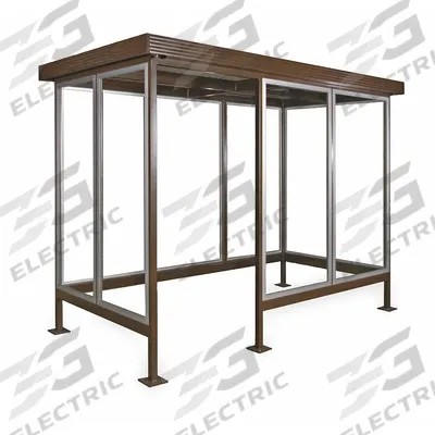 PORTA-KING Smoking Shelter: Assembled, 4 Sides, 96 in x 144 in x 94 in, Steel - 4-Wall Assembled Bus & Smoking Shelters