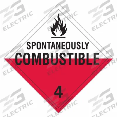LABELMASTER Spontaneously Combustible Placard: Spontaneously Combustible, 10 3/4 in Label Ht - Class 4: Flammable Solids