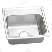 ELKAY Bowl Drop-In Sink: 19 in Overall Lg, 18 in Overall Wd, 5 3/8 in Bowl Dp, 16 in Bowl Lg, 18 ga (MPN LRAD1918553). Key specifications — Brand: ELKAY; Color Family: Silver/Gray.