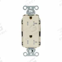 HUBBELL Receptacle: Decorator Duplex, 5-20, Ivory, 125V AC, 20 A, 2 Pole / 3 Wire (MPN DR20STITR)