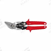 MILWAUKEE Aviation Snip: Left, 10 in Overall Lg, 1 1/2 in Cutting Lg, Steel, TPR, TPR (MPN 48-22-4542). Key specifications — attr308531: TPR; attr308530: Steel; attr308532: TPR; attr308533: No; attr308535: Thin Metal; attr308546: Left; attr324897: MILWAUKEE.