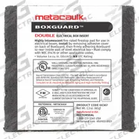 METACAULK Firestop Sheet: 3.69 in Overall Lg, 0.25 in Overall Wd, 3 hr Fire Rating (MPN 66367). Key specifications — Color: Black; Usage Location: Electrical Box; Fire Rating: 3 hr; Brand: METACAULK.