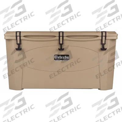 GRIZZLY COOLERS Marine Chest Cooler: Tan, 96 Cans, 100 qt Cooler Capacity - Heavy-Duty Chest Coolers