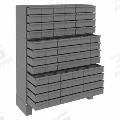 DURHAM MFG Enclosed Bin Shelving: 34 in x 12 1/4 in x 48 in, 72 Drawers, Steel, 144 Dividers - Modular Metal Small Parts Drawer Cabinets