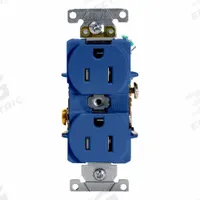 LEVITON Plugs and Receptacles: Duplex, 5-15, Blue, 125V AC, 15 A, 2 Pole / 3 Wire (MPN T5262-BU)