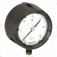ASHCROFT Process Pressure Gauge: 0 psi to 30 psi, White, 4 1/2 in Dial, 1/2 in NPT Male, Bottom (MPN 451279AS04L30#). Key specifications — Brand: ASHCROFT; Pointer Color: Black; Accuracy: ±0.5%; Dial Color: White; Gauge Wetted Parts: Brass / Bronze; Case Material: Phenolic; Vibration Resistance Properties: None; Pressure Range: 0 psi to 30 psi.