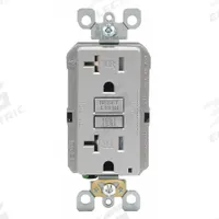 LEVITON GFI Receptacle: Decorator Duplex, 5-20, Gray, GFCI, 125V AC, 20 A, 2 Pole / 3 Wire (MPN GFTR2-GY)