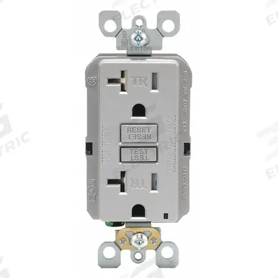 LEVITON GFI Receptacle: Decorator Duplex, 5-20, Gray, GFCI, 125V AC, 20 A - General Purpose Receptacles