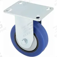 APPROVED VENDOR Plate Caster: Rigid, Rubber, 4 in Wheel Dia, 1 1/4 in Wheel Wd, 5 1/8 in Mounting Ht (MPN 437V20). Key specifications — Wheel/Tread Color: Blue; Brand: APPROVED VENDOR; Roll Up: Rigid.