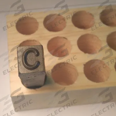 YOUNG BROS. STAMP WORKS Hand Stamp Character: C, 3/16 in Character Ht, 2 3/8 in Shank Lg - Sharp-Face Hand Stamps