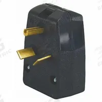 LEVITON Straight Blade Plug: 10-30P/10-50P, 125/250V AC, 30 A_50 A, 3 Pole, 3 Blade, Black (MPN 287-E)