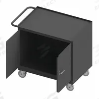 DURHAM MFG Mobile Cabinet Workbench: 36 in x 24 in, Steel, 1,200 lb Overall Load Capacity, Gray (MPN 3112-95). Key specifications — Included Components: Handle on Side; Assembly: Fully Assembled; Brand: DURHAM MFG.