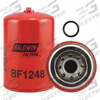 BALDWIN FILTERS Fuel Filter: Spin-On, 3 11/16 in Outside Dia, 1"-14 Thread Size, Cellulose, Komatsu (MPN BF1248). Key specifications — attr1137520: BF1248; attr434022: BALDWIN FILTERS; attr427730: Cellulose; attr427731: Furnished Gasket; attr1017112: Buses; attr1017113: Komatsu.