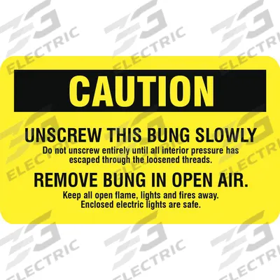 STRANCO Handling Label: Caution Unscrew this Bung Slowly, 3 in x 5 in, 3 in Label Wd - DOT Shipping Content Messages