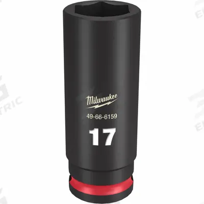 MILWAUKEE Deep Impact Socket: 3/8 in Drive Size, Metric, 17 mm Socket Size, 6-Point - 3/8" Drive Impact Sockets