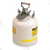 JUSTRITE HPLC Waste Can: 5 gal Can Capacity, Polypropylene/Stainless Steel Fitting Material (MPN BY12755). Key specifications — Seal Material: EDPM; Brand: JUSTRITE; Can Material: Polyethylene; Fitting Material: Stainless Steel.