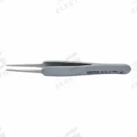 KNIPEX Precision Tweezers: Stainless Steel, Round, Straight Tip, 0.13 mm Tip Thick (MPN 92 21 11 ESD). Key specifications — attr1002355: Stainless Steel; attr1002345: KNIPEX; attr1002348: Stainless Steel; attr1002358: Smooth; attr1024781: Standard.