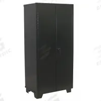 JAMCO Storage Cabinet: 36 in x 18 in x 78 in, Swing Handle & Padlock Hasp, 14 ga Panel Thick, Legs (MPN DL136BL). Key specifications — attr62698: Black; attr62736: Welded; attr87895: Legs; attr62693: Assembled; attr62737: Stationary; attr62694: Adjustable; attr62695: Powder Coated; attr62696: Steel.