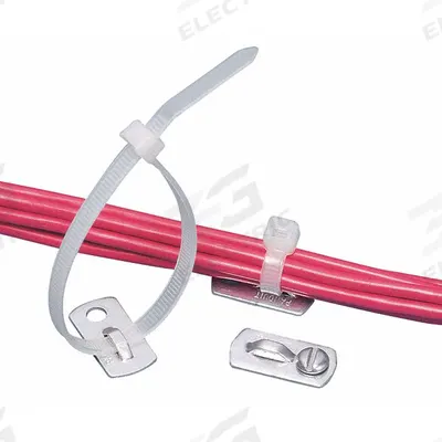 PANDUIT Metal Detectable Cable Tie Mount: 0.17 in Slot Wd, 0.07 in Slot Ht, Natural - Screw Mount Cable Tie Bases