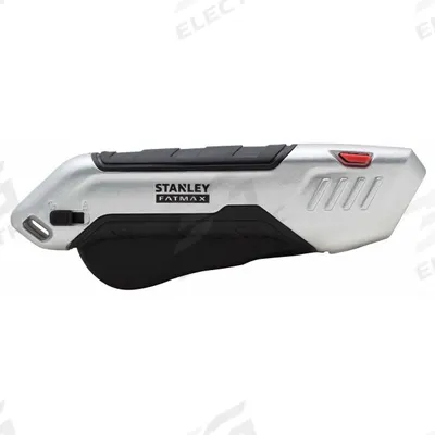 STANLEY Safety Knife: 6 in Overall Lg, Rubberized, 1/2 in Overall Wd, Metal/Rubber - Fully Automatic Retracting Utility Knives