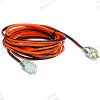 APPROVED VENDOR Extension Cord: Outdoor Use, 25 ft Lg, Outlet, 5-15P, 14/3, SJTW, Black/Orange (MPN 3EA99). Key specifications — Brand: APPROVED VENDOR; Temperature Rating: -40° to 167°F; NEMA Plug Configuration: 5-15P.