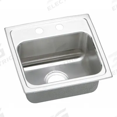 ELKAY Bowl Drop-In Sink: 17 in Overall Lg, 16 in Overall Wd, 7 1/2 in Bowl Dp - One-Bowl Counter-Mounted Kitchen & Bar Sinks without Faucets