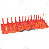 HANSEN Socket Tray: Orange, 18 1/8 in Overall Wd, 42 Posts/Slots, Plastic, Sockets (MPN 12053). Key specifications — attr1125348: Plastic; attr1125346: HANSEN; attr1125347: Orange; attr1136588: Sockets; attr1125364: Socket Tray.