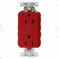 LEVITON Plugs and Receptacles: Duplex, 5-20, Red, GFCI, 125V AC, 20 A, 2 Pole / 3 Wire (MPN G5362-R)