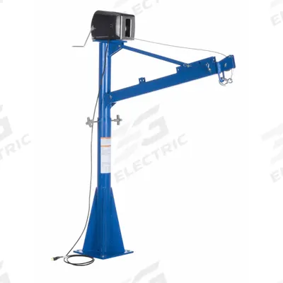 VESTIL Davit Crane: Steel, Electric, 1,500 lb Max. Load Capacity, 3.6 ft to 5.6 ft - Steel Davit Crane Kits with Bases