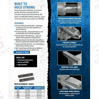JET Pipe Jaws: Steel, For 1 in Vise Jaw Wd, Screws - Screw-In Pipe Jaws